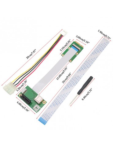 Mini PCI-E to PCI-E Express 1X Extension Cord Adapter Card with USB Riser Card