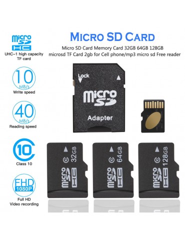 Micro SD Card  Memory Card 32GB 64GB 128GB microsd TF Card 2gb for Cell phone/mp3 micro sd Free reader