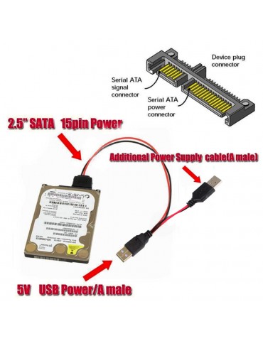 USB to SATA Power cable for 2.5 SATA HDD