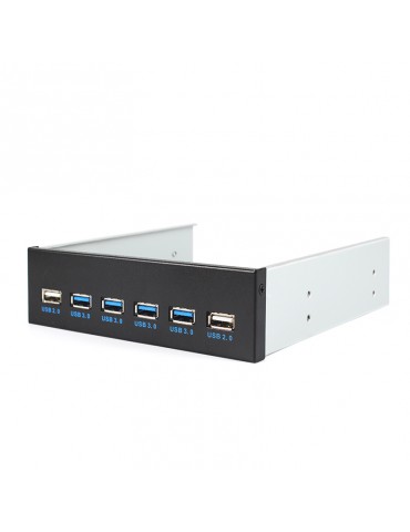 4 Ports USB 3.0 + 2 Ports USB 2.0 HUB Expansion 5.25'' Floppy Bay Front Panel