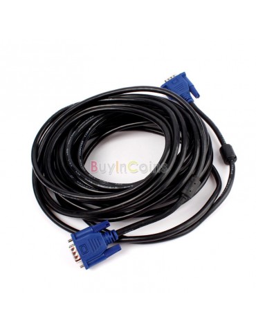 32FT 10M VGA Male To M 15 Pin 15P Extension Cord Cable For PC Laptop Monitor