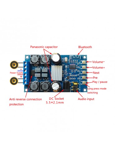 50Wx2 Bluetooth Digital Dual Channel Audio Power Amplifier Module With Case