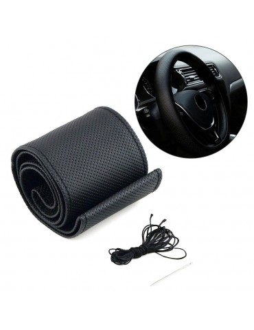 DIY Truck Car Universal Leather Steering Wheel Cover With Needles Thread 38cm/15inch