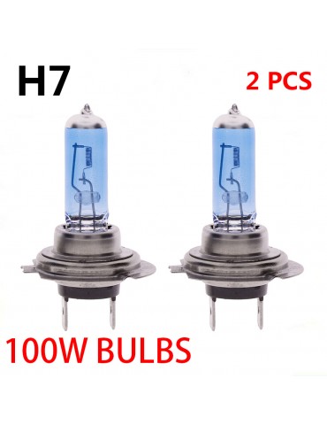 2Pcs H7 100W Xenon Gas Halogen Headlight White Car Light Lamp Bulbs 12V 6000K