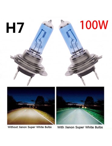 2Pcs H7 100W Xenon Gas Halogen Headlight White Car Light Lamp Bulbs 12V 6000K