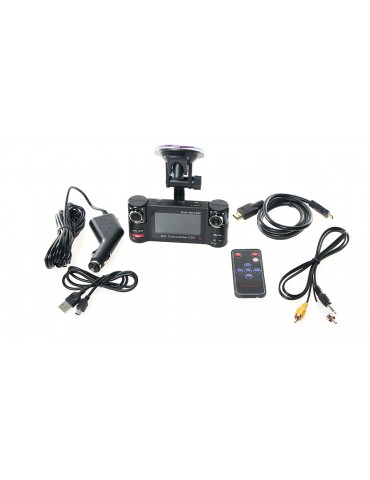 720P Dual Lens 2-CH Vehicle Car Digital DVR Camcorder w/ G-Sensor / TF / Mini HDMI (2.7" LCD)