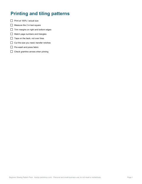 Preview of the first page of Tiling guide & planner